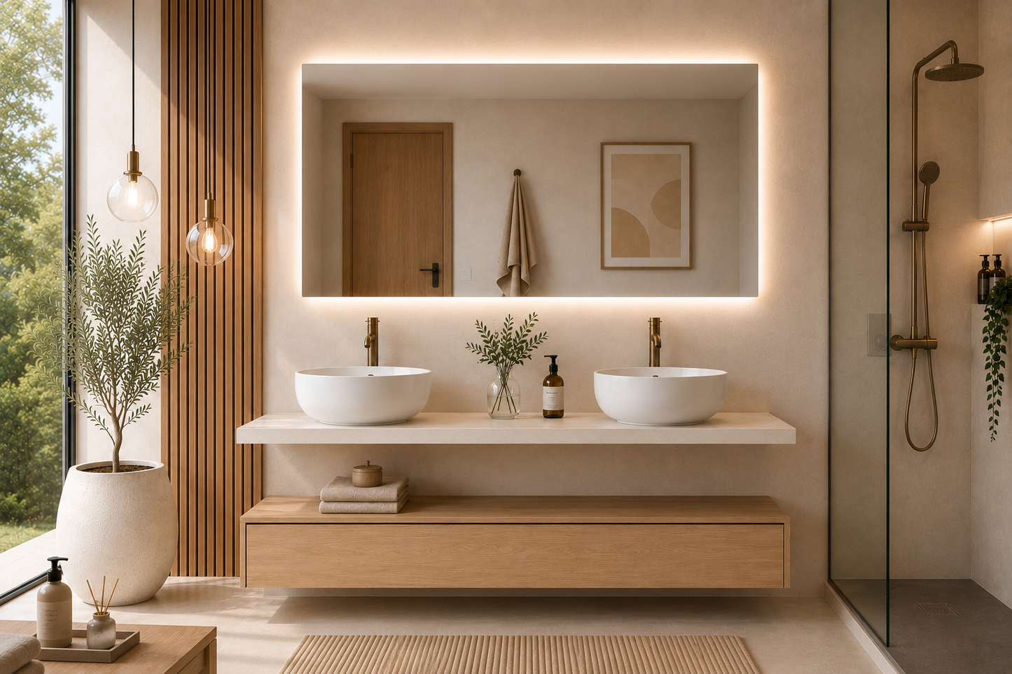 Mobile da bagno sospeso modulo steppa/piano lavabo bianco CERDEÑA