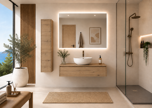 Mobile da bagno con lavabo da appoggio color steppa FORMENTERA