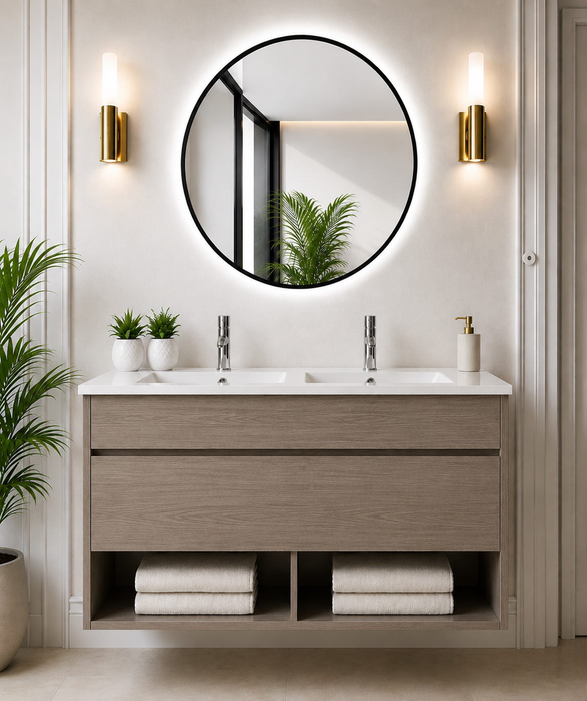 Mobile da bagno sospeso NEBARI con cassetto e lavabo extraplano