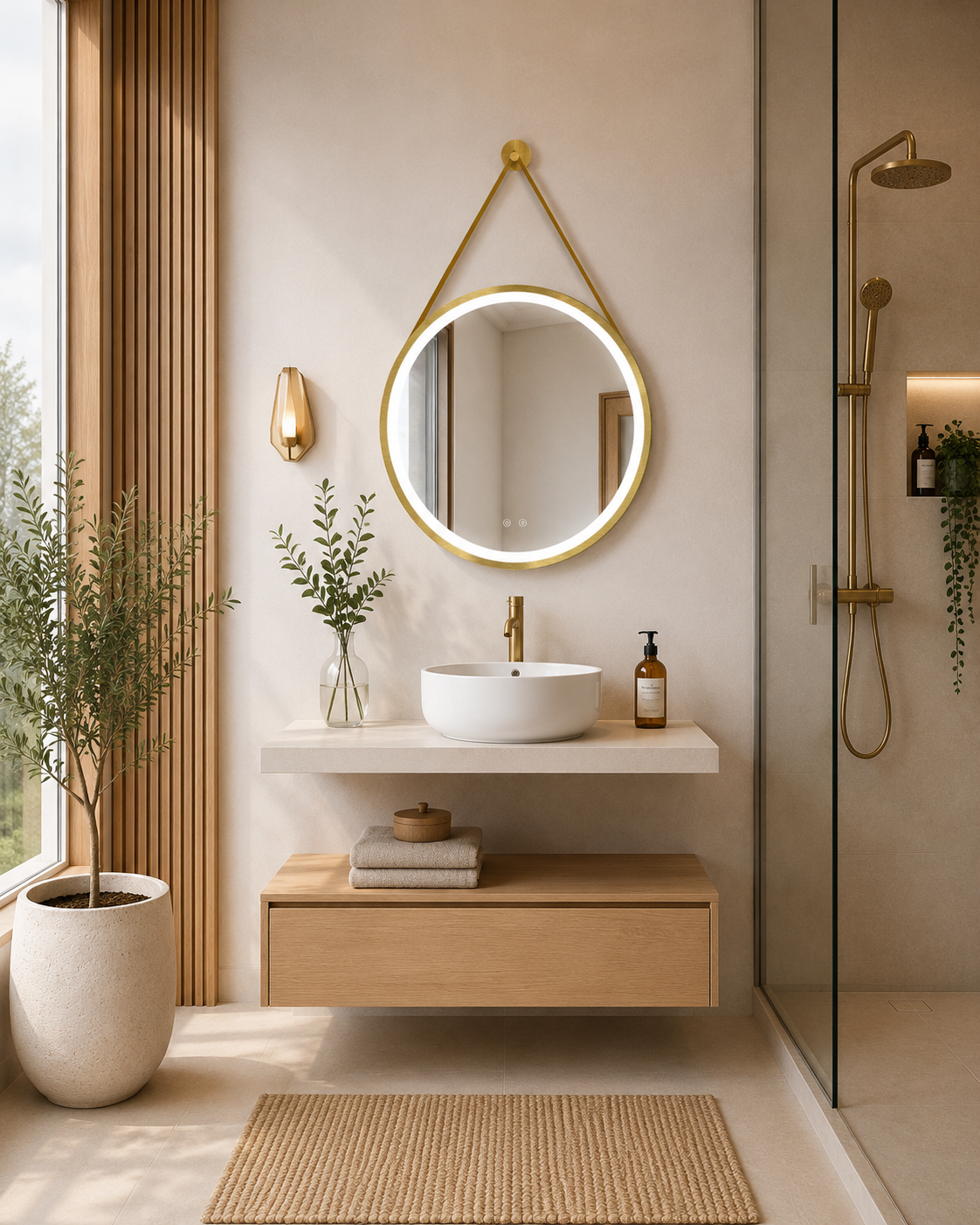 Mobile da bagno sospeso modulo steppa/piano lavabo bianco CERDEÑA