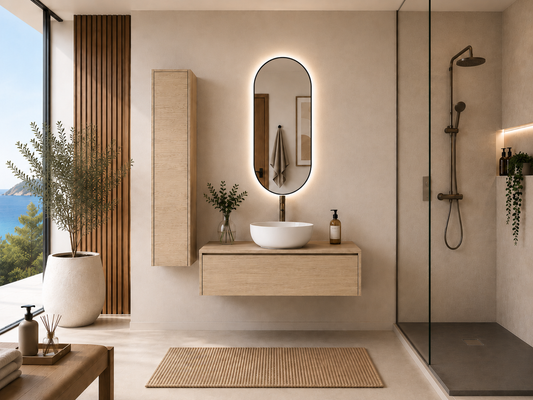 Mobile da bagno con lavabo da appoggio color steppa FORMENTERA