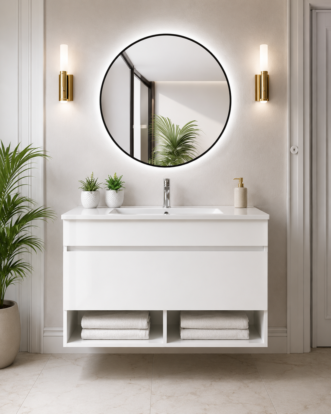 Mobile da bagno sospeso NEBARI con cassetto e lavabo extraplano