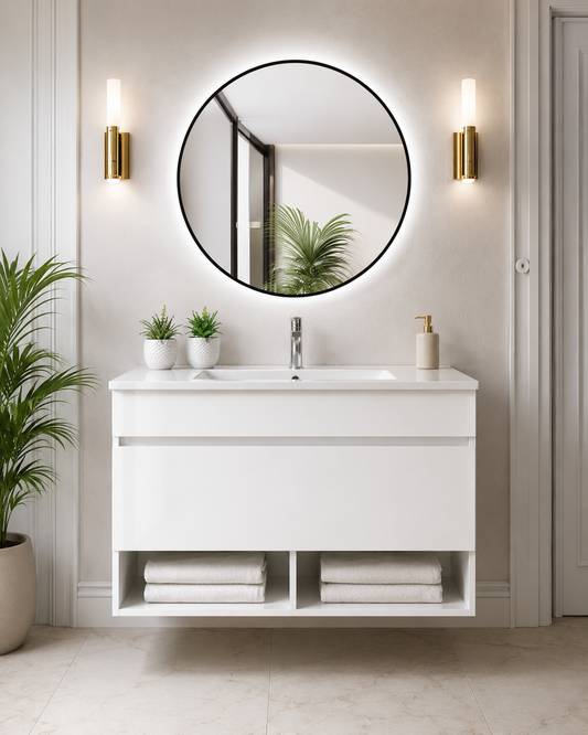 Mobile da bagno sospeso NEBARI con cassetto e lavabo extraplano