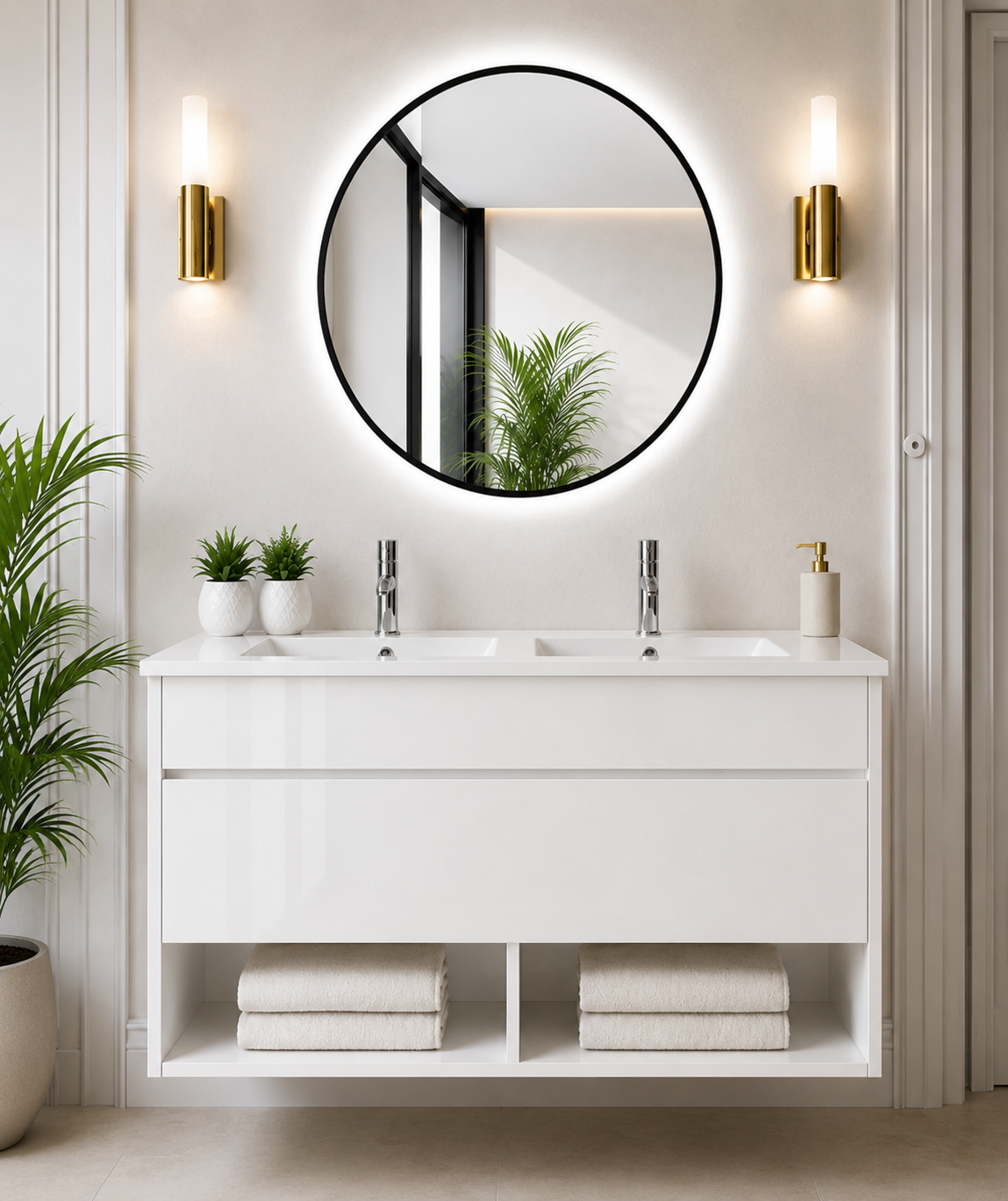 Mobile da bagno sospeso NEBARI con cassetto e lavabo extraplano