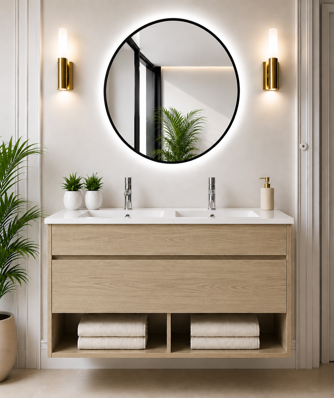 Mobile da bagno sospeso NEBARI con cassetto e lavabo extraplano