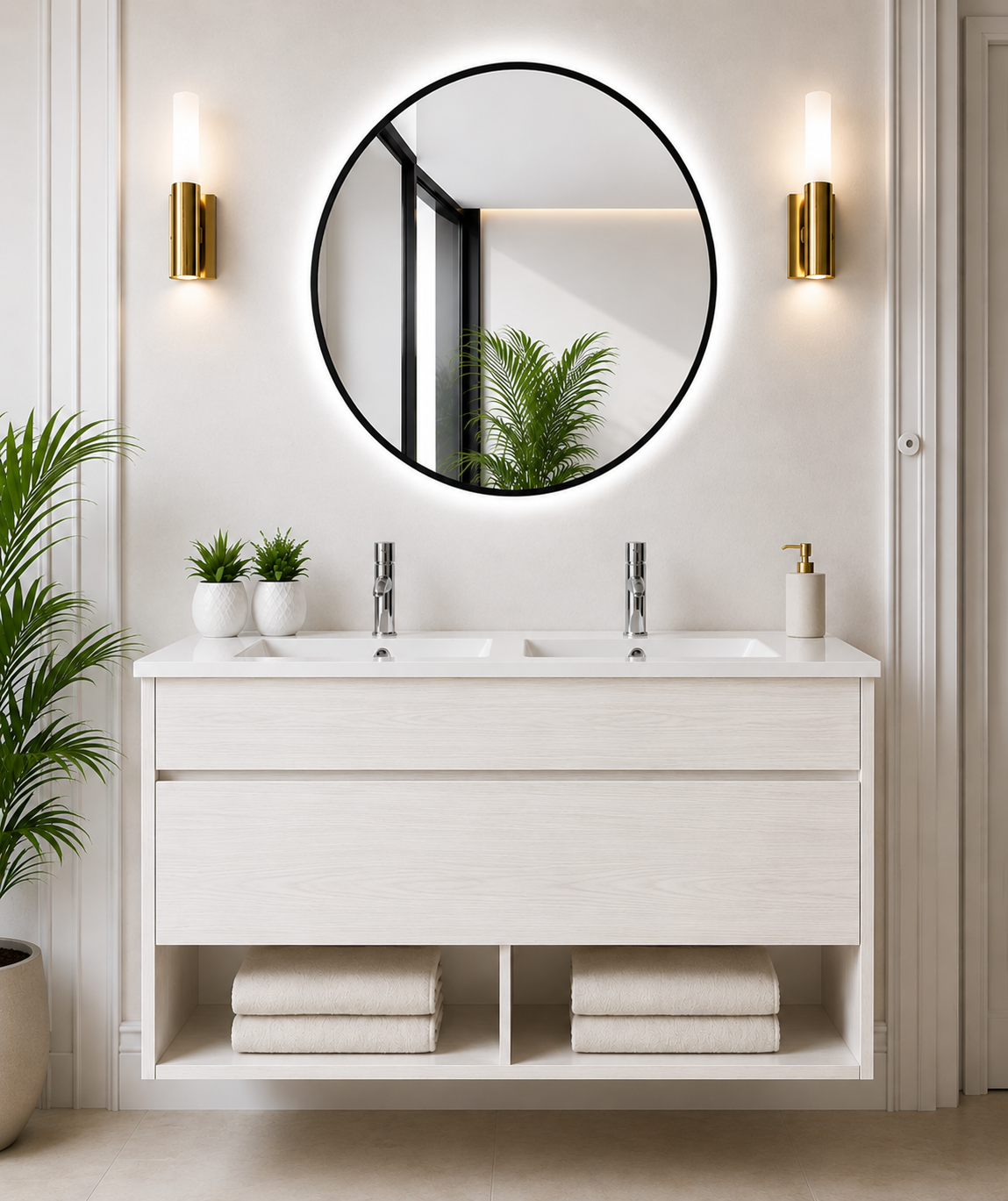 Mobile da bagno sospeso NEBARI con cassetto e lavabo extraplano