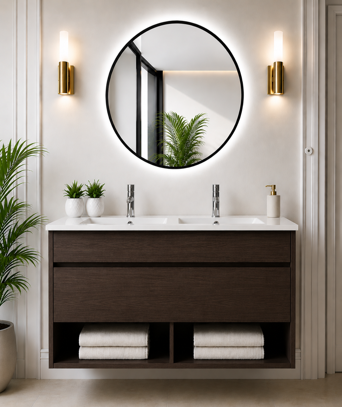Mobile da bagno sospeso NEBARI con cassetto e lavabo extraplano