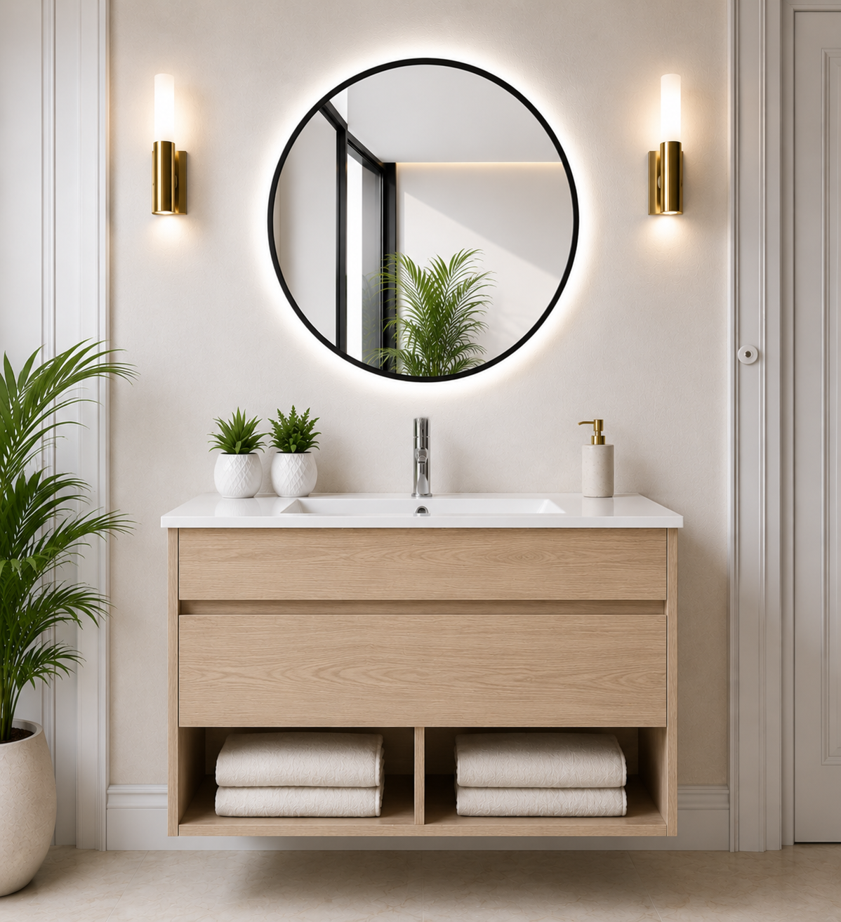 Mobile da bagno sospeso NEBARI con cassetto e lavabo extraplano
