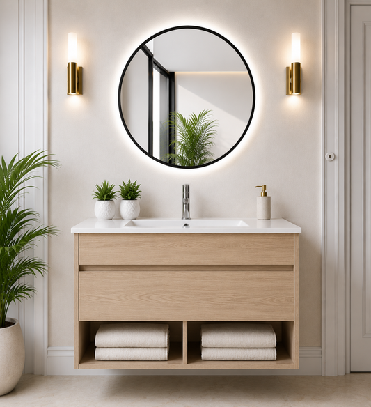 Mobile da bagno sospeso NEBARI con cassetto e lavabo extraplano