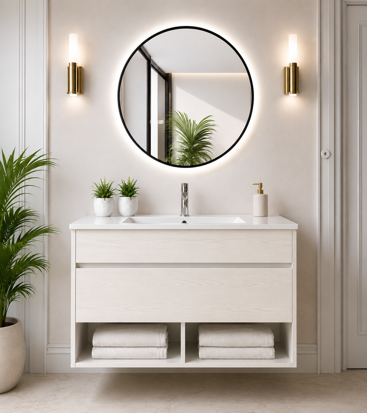 Mobile da bagno sospeso NEBARI con cassetto e lavabo extraplano