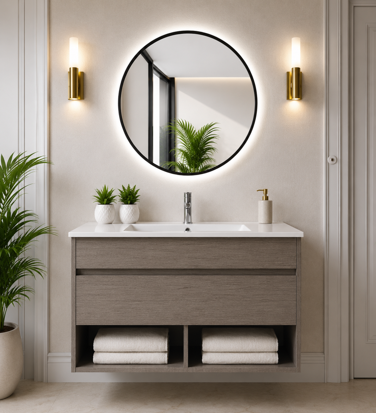 Mobile da bagno sospeso NEBARI con cassetto e lavabo extraplano