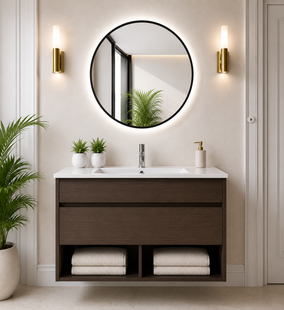 Mobile da bagno sospeso NEBARI con cassetto e lavabo extraplano