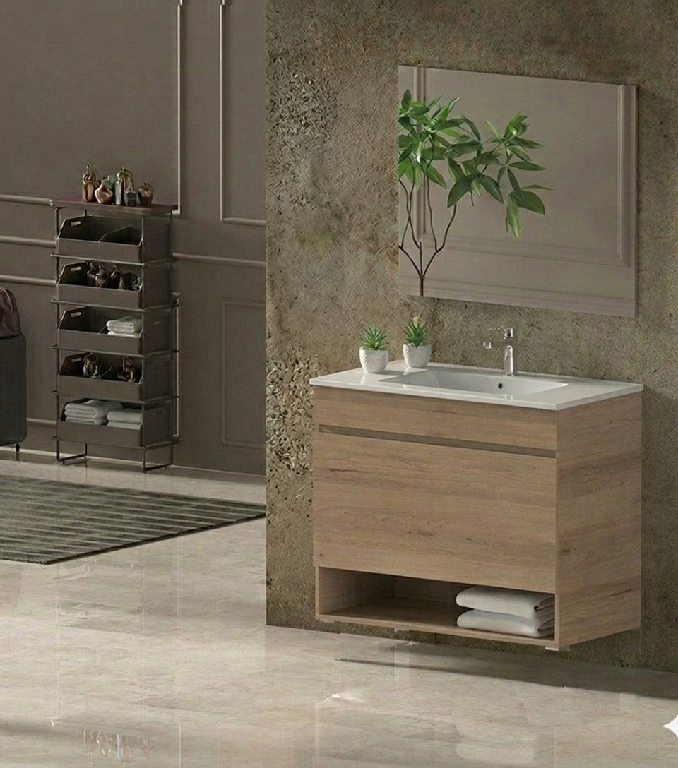 Mobile da bagno sospeso NEBARI con cassetto e lavabo extraplano