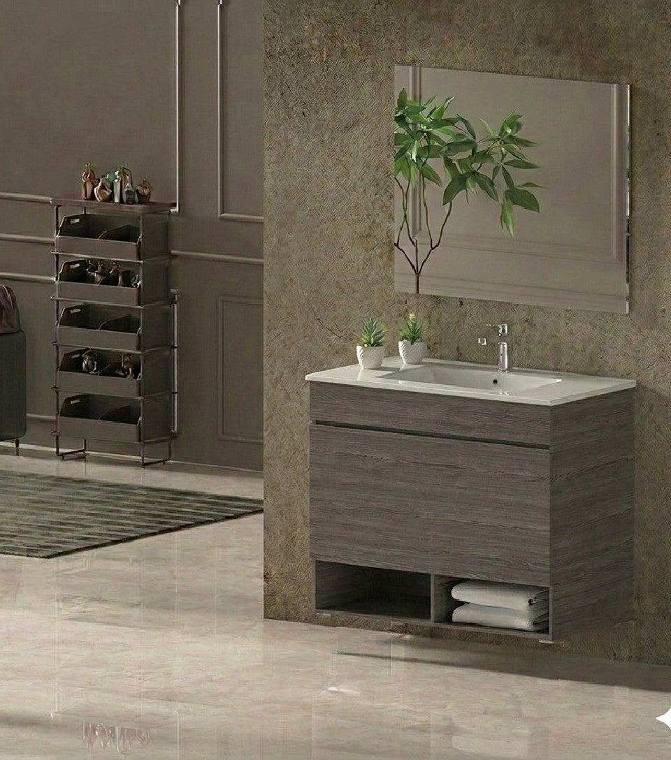 Mobile da bagno sospeso NEBARI con cassetto e lavabo extraplano