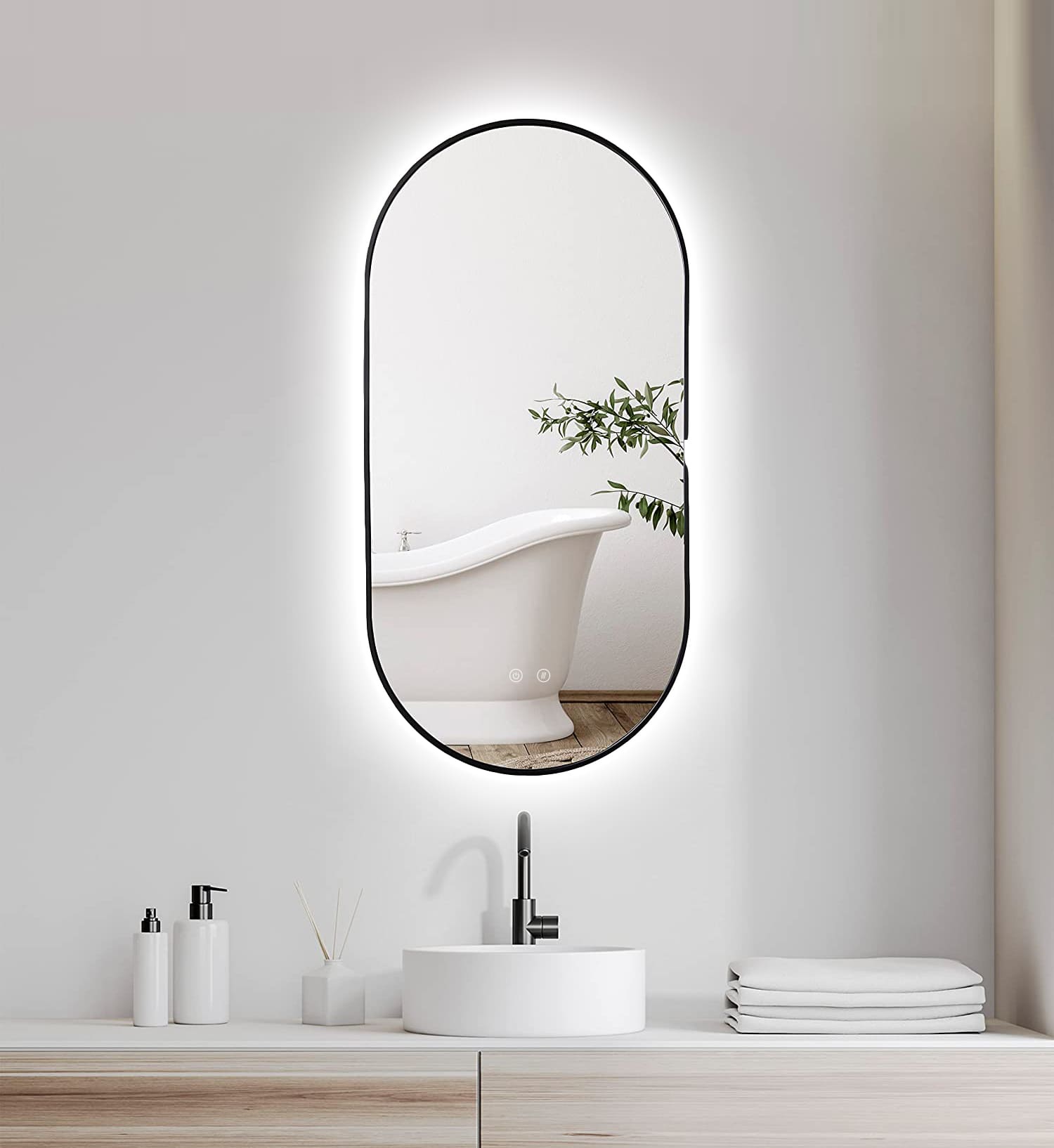 Specchio LED Selene Oro & Nero