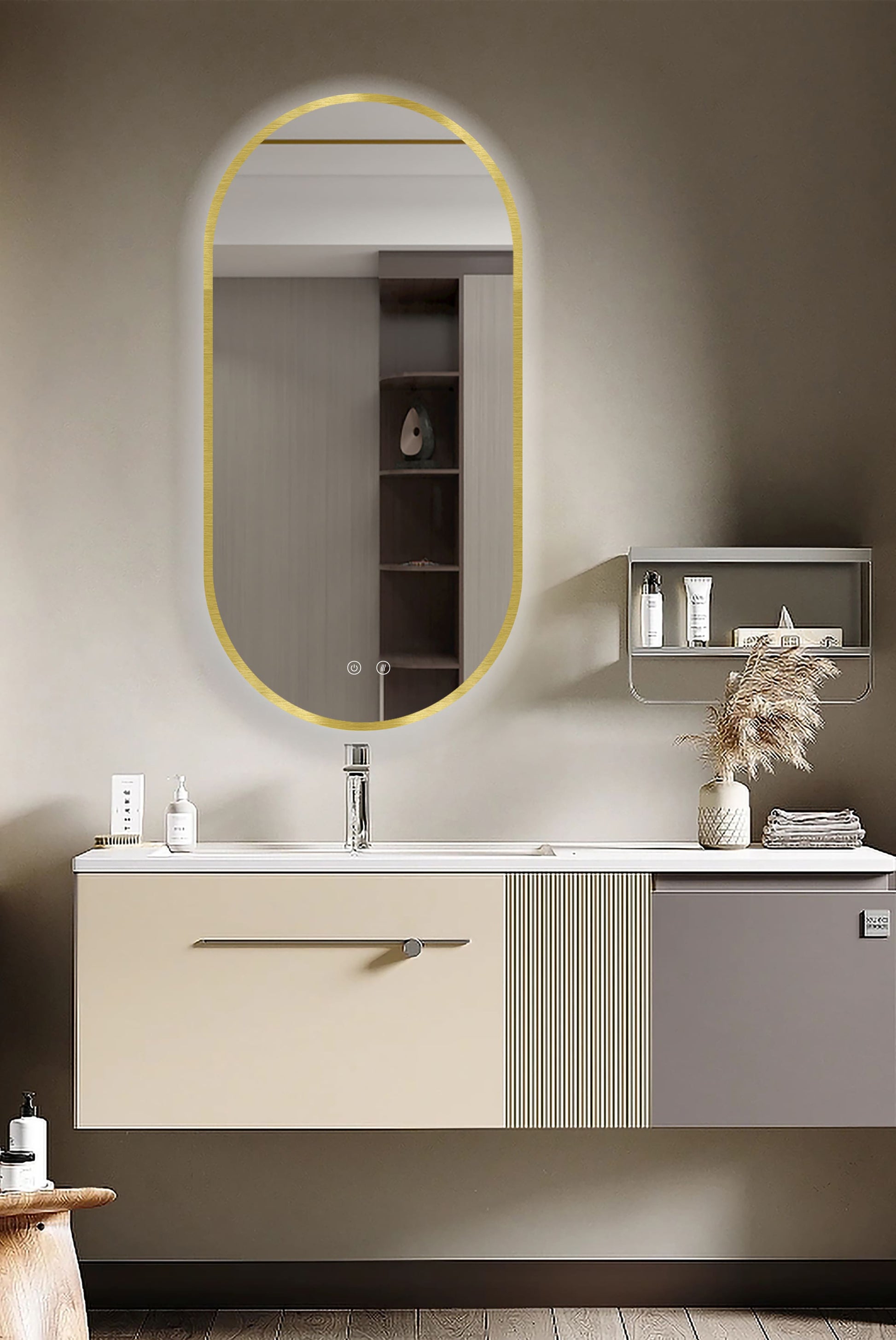 Specchio LED Selene Oro & Nero